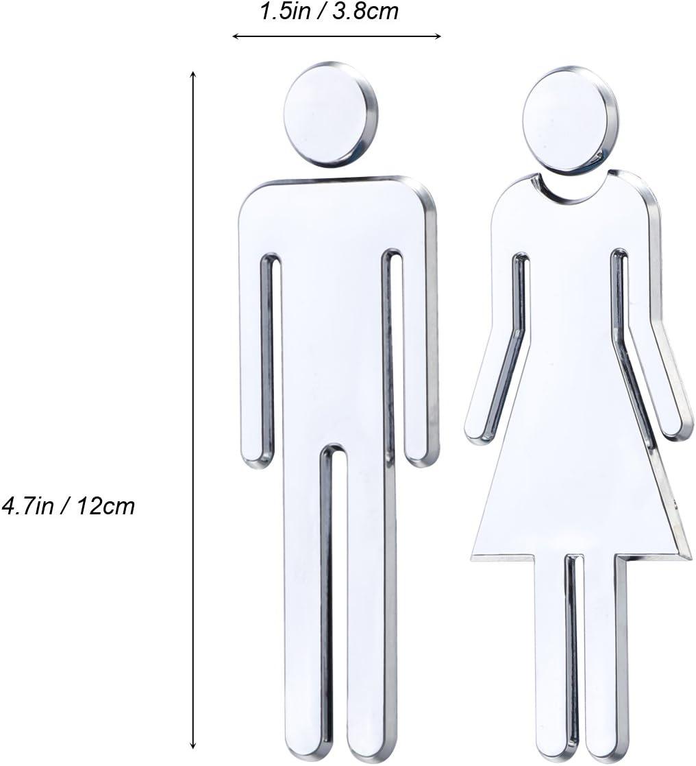 1 Vệ Sinh WC Miếng Dán Có Thể Tháo Rời 3D Gương Vinyl Nghệ Thuật Decal Dán Tường Nam Nữ Nghệ Thuật Treo Tường Dán Thanh Trường bạc