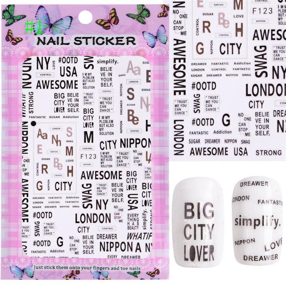 Sticker nails - hình dán móng 3D chữ F123