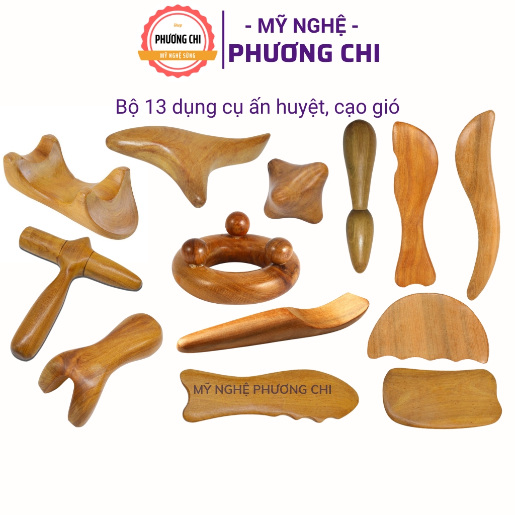 Bộ 13 Dụng Cụ Ấn Huyệt, Cạo Gió Mát Xa Giúp Đả Thông Kinh Mạch Và Lưu Thông Khí Huyết | Mỹ Nghệ Phương Chi