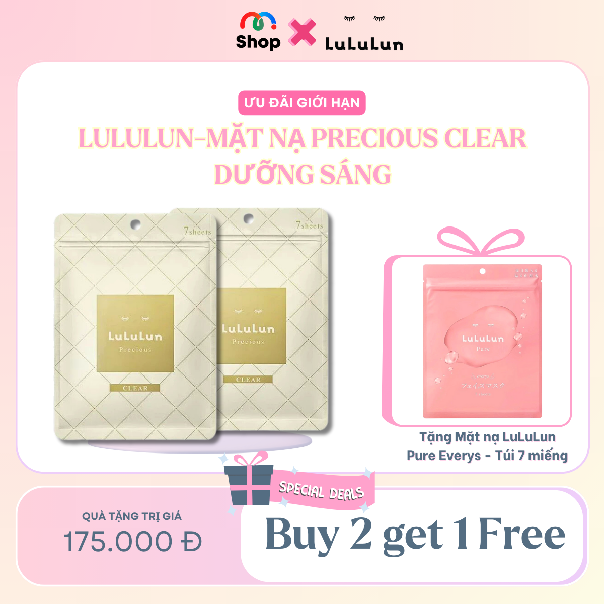 [MUA 2 TẶNG 1] LULULUN-Mặt Nạ Precious Clear chống lão hóa