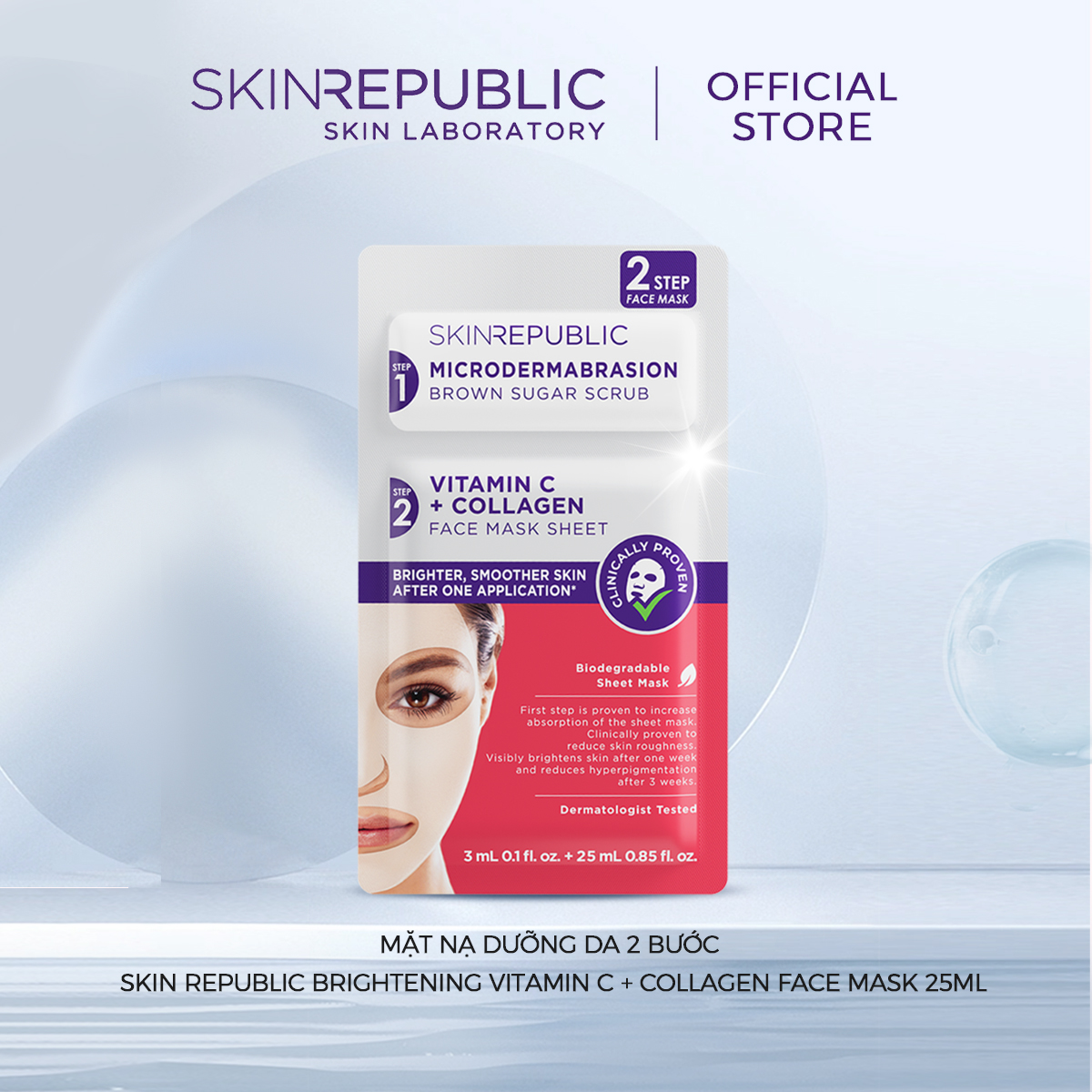 Combo 10 Mặt nạ dưỡng da 2 bước Skin Republic Brightening Vitamin C + Collagen Face Mask 25ml
