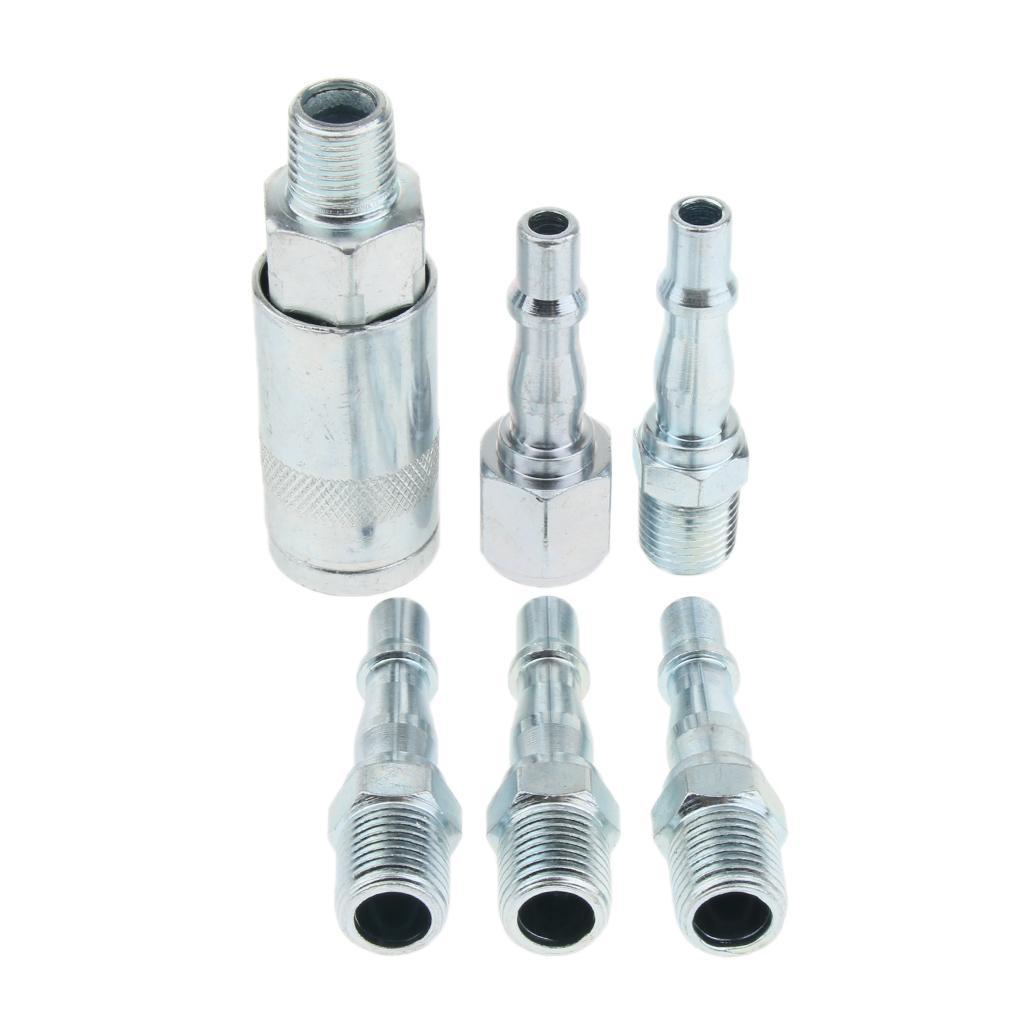 6 Pcs Heavy Duty Quick Coupler Set Air Hose Connector Fittings 1/4 inch Tools Plug