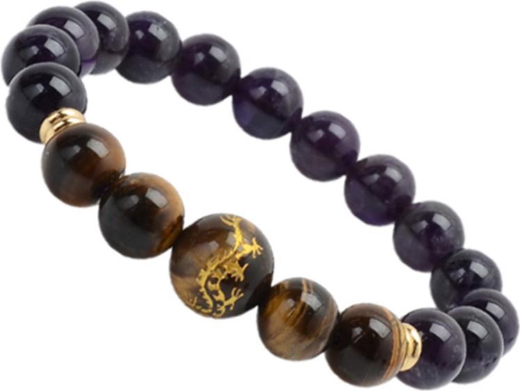 Gembank Vòng Tay Đá Thạch Anh Tím Mix Đá Opal Mắt Hổ Vàng Tự Nhiên 10MM