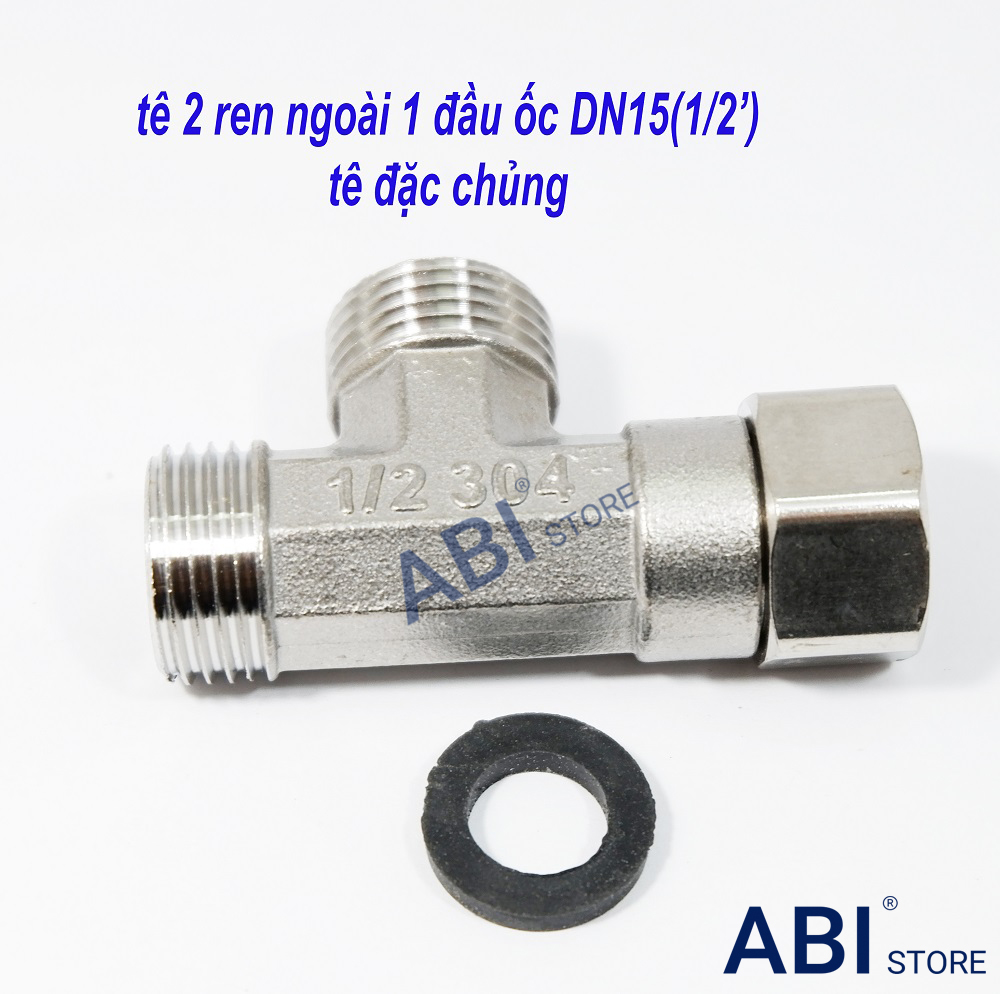 TÊ 2 REN NGOÀI 1 ĐẦU ỐC INOX GIÁ SỈ HÀ NỘI, TÊ CHIA NƯỚC BỒN CẦU VÀ VÒI XỊT VỆ SINH INOX