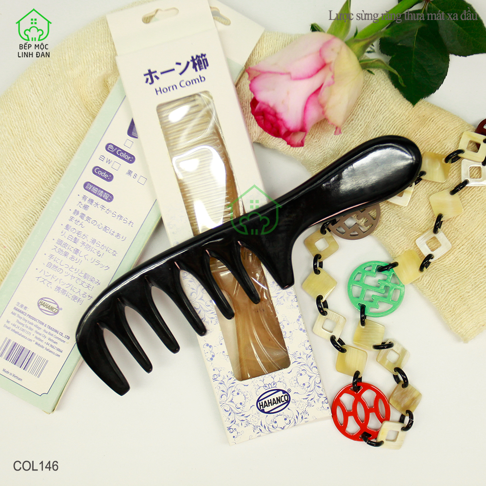 Lược Sừng Răng Thưa Mẫu Massage Đầu