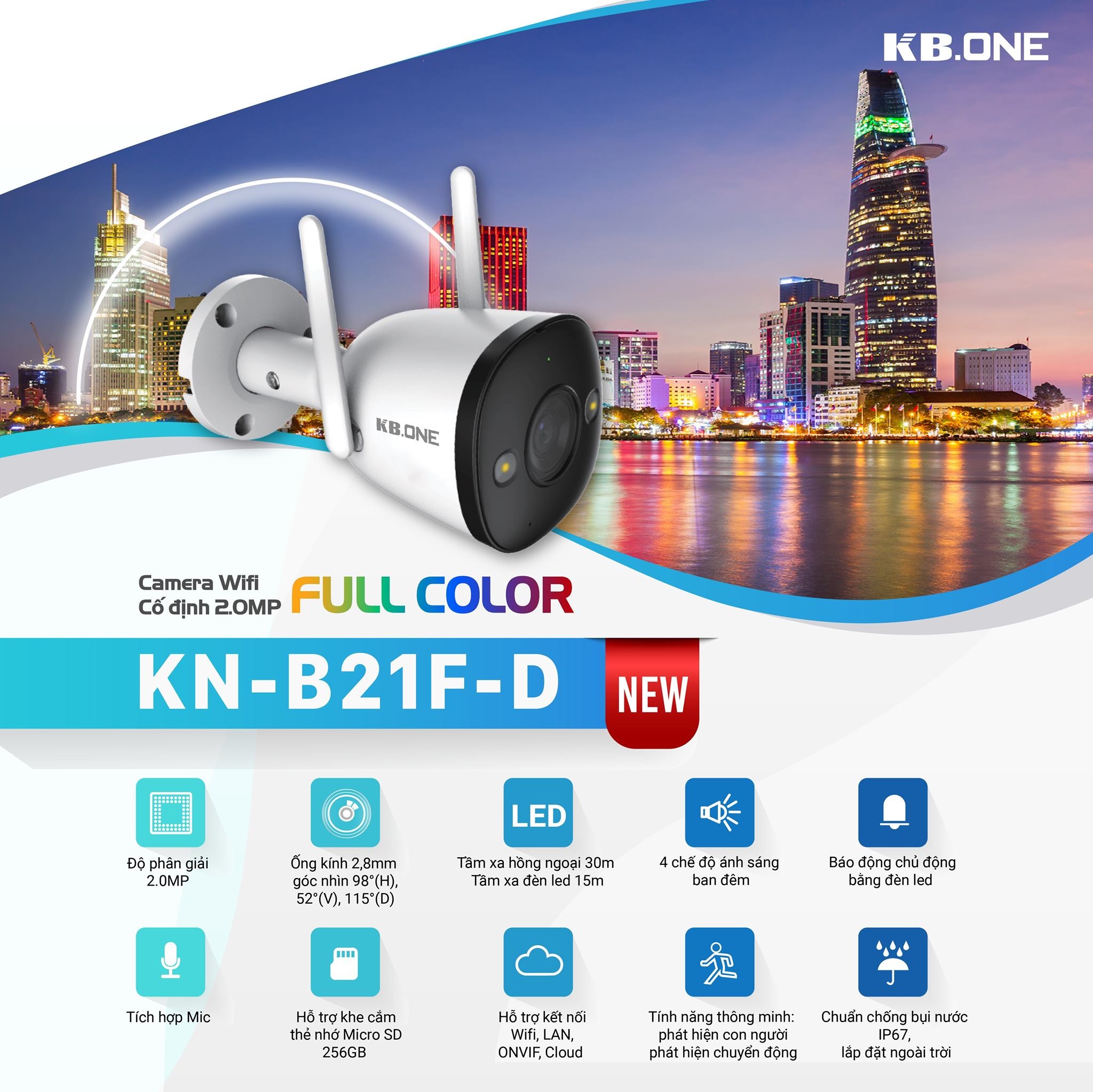 CAMERA KBVISION IP WIFI NGOÀI TRỜI KN-B21F HÀNG CHÍNH HÃNG