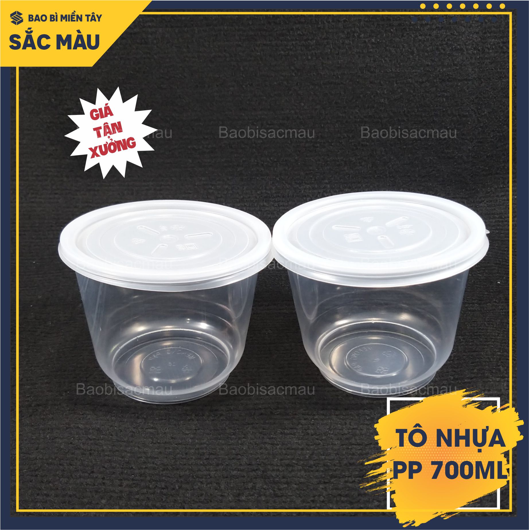 Sét 50 Tô nhựa PP 700ml Mekong kèm nắp đựng thực phẩm