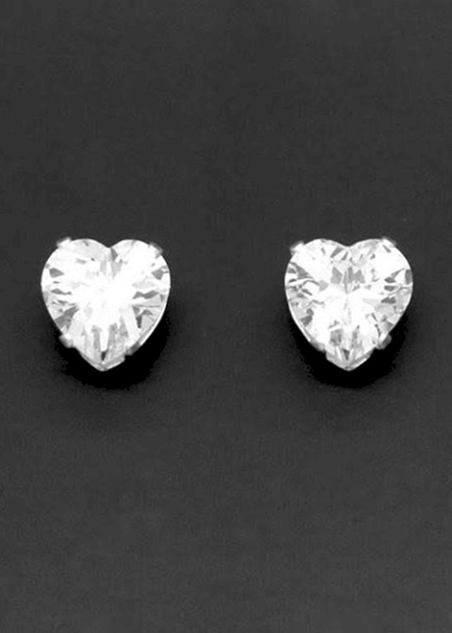 Bông tai inox đá pha lê mài trái tim BT23