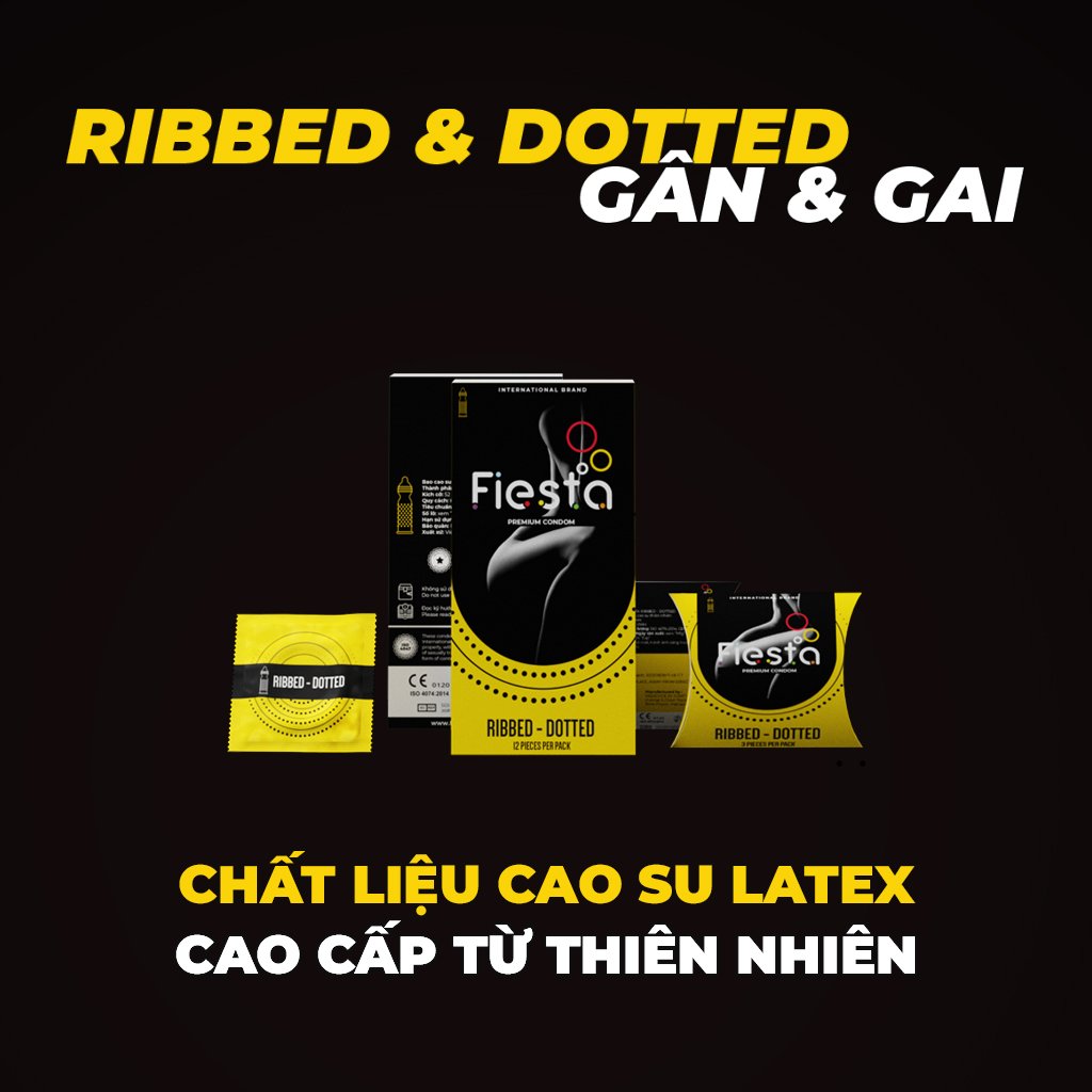 Bao cao su Fiesta siêu mỏng, gân, gai, bo đầu – hộp 3 cái