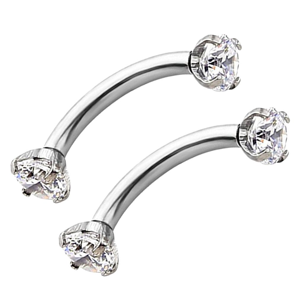 Stainless Steel Zircon Curved Barbell Eyebrow Piercing Jewellery White