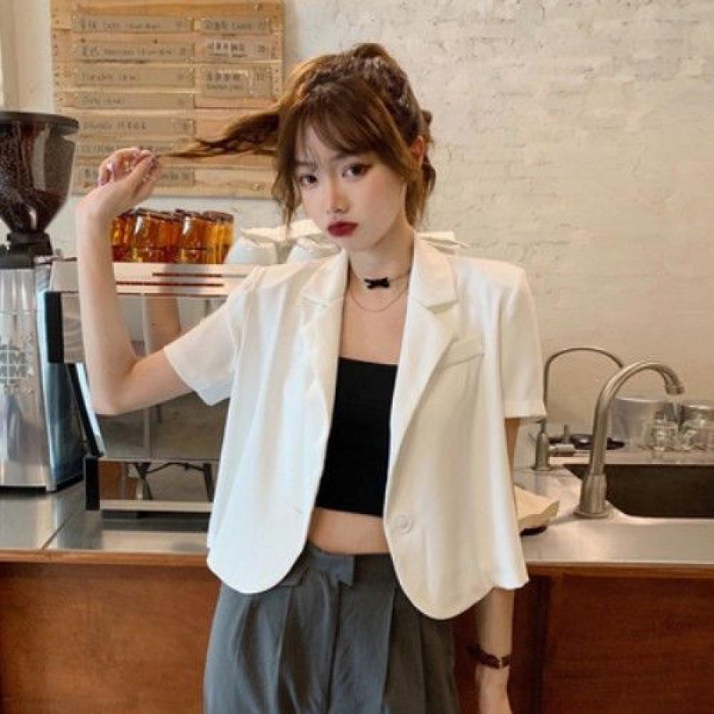 Áo khoác blazer ngắn tay thời trang Hàn Quốc dễ phối đồ cho nữ