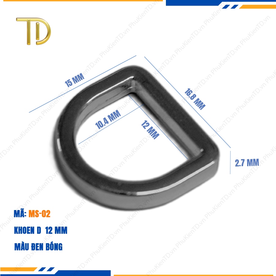 Khoen d túi xách, Khoen chữ d túi xách, Khoen bán nguyệt túi xách 12mm mạ điện độ bền 5-8 năm