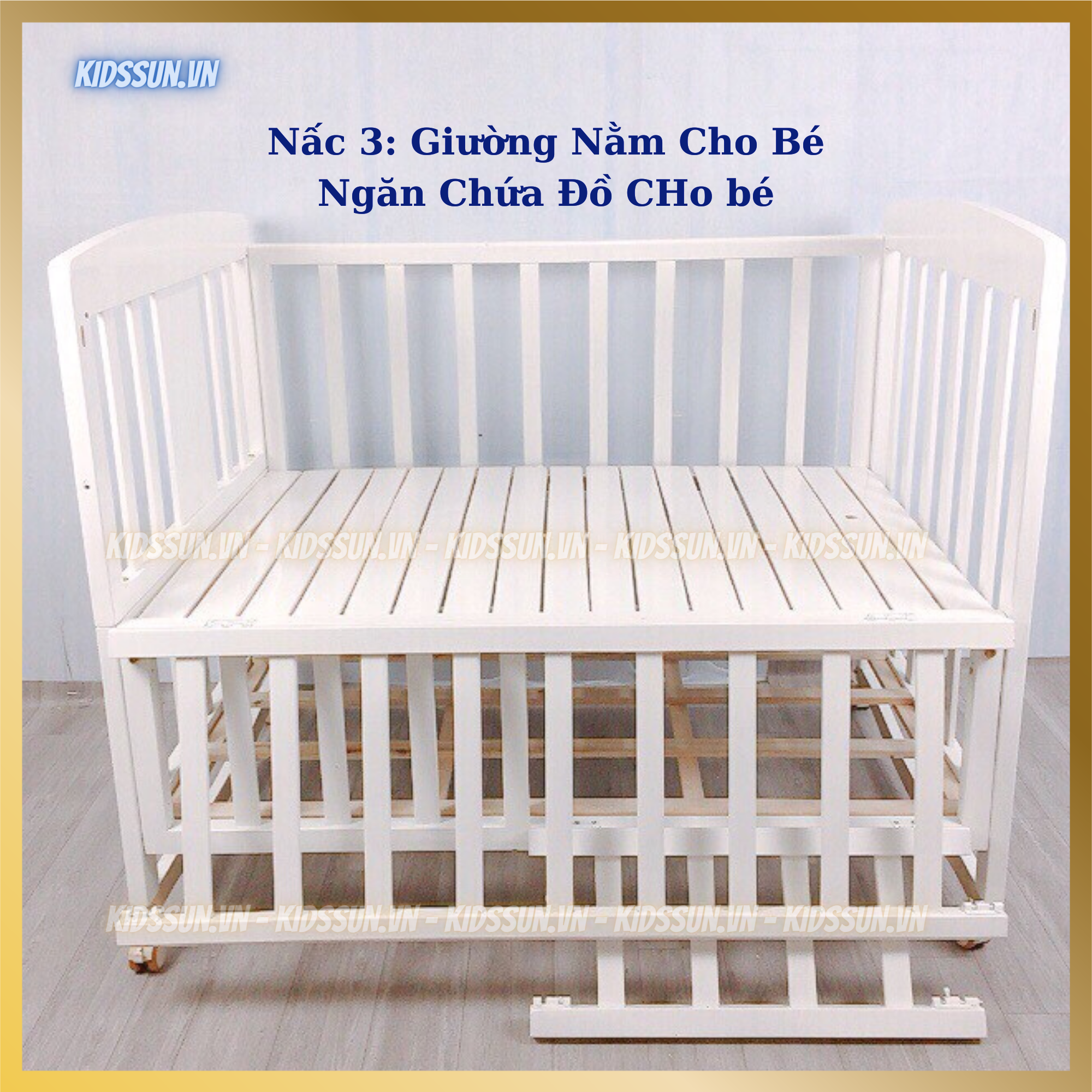 Nôi Cũi Cho Bé - Giường Cũi Gỗ Quế Đa Năng Kéo Dài Đến 1m6 - Chịu Lực Đến 100KG - Kích Thước Chuẩn - Đầy Đủ Phụ Kiện Giường Cũi Cho Bé