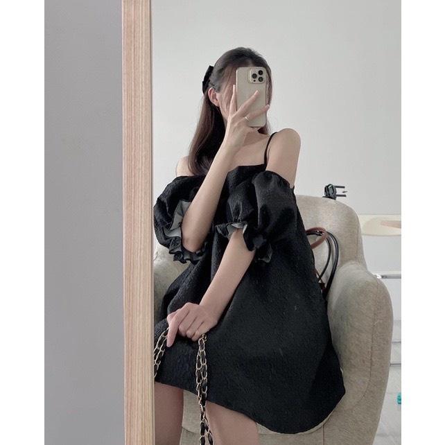 VÁY ĐẦM XỐP GẤM TRỄ VAI TAY BỒNG CÚC THÁO RỜI 2 KIỂU TIỂU THƯ LOẠI 1 SIÊU XINH