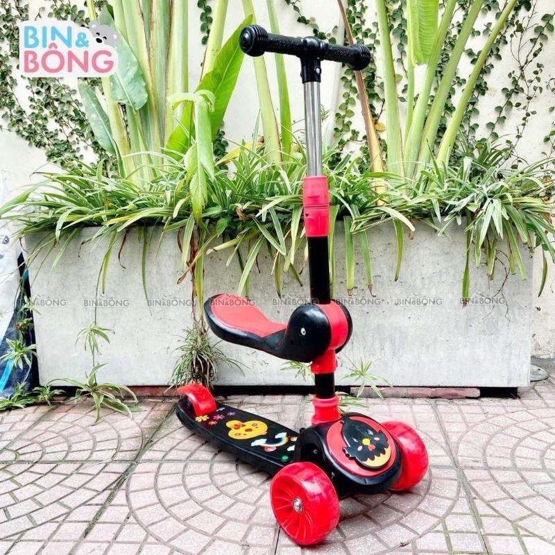 Xe trượt scooter ba bánh có nhạc ,đèn kiêm chòi chân 2 trong 1