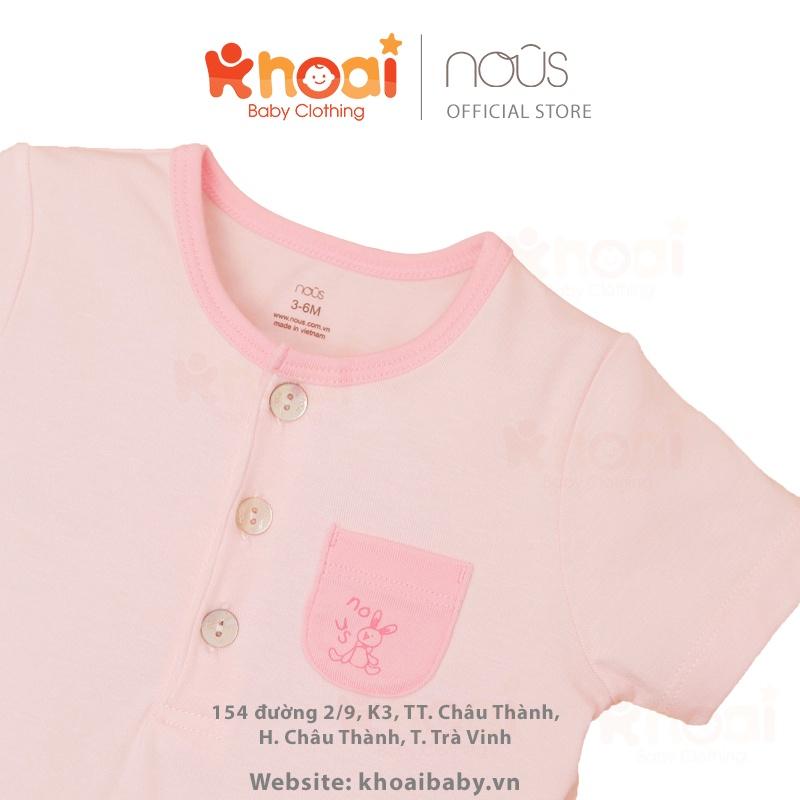 Bộ body cộc Nous petit hồng trơn - Chất liệu Nu Petit 95% cotton thiên nhiên