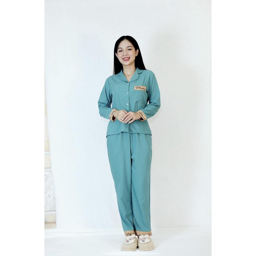Bộ đồ bộ Pijama QUẦN DÀI TAY DÀI PHA CHỮ siêu lụa - Thoải Mái Nhẹ Nhàng co giãn nhẹ