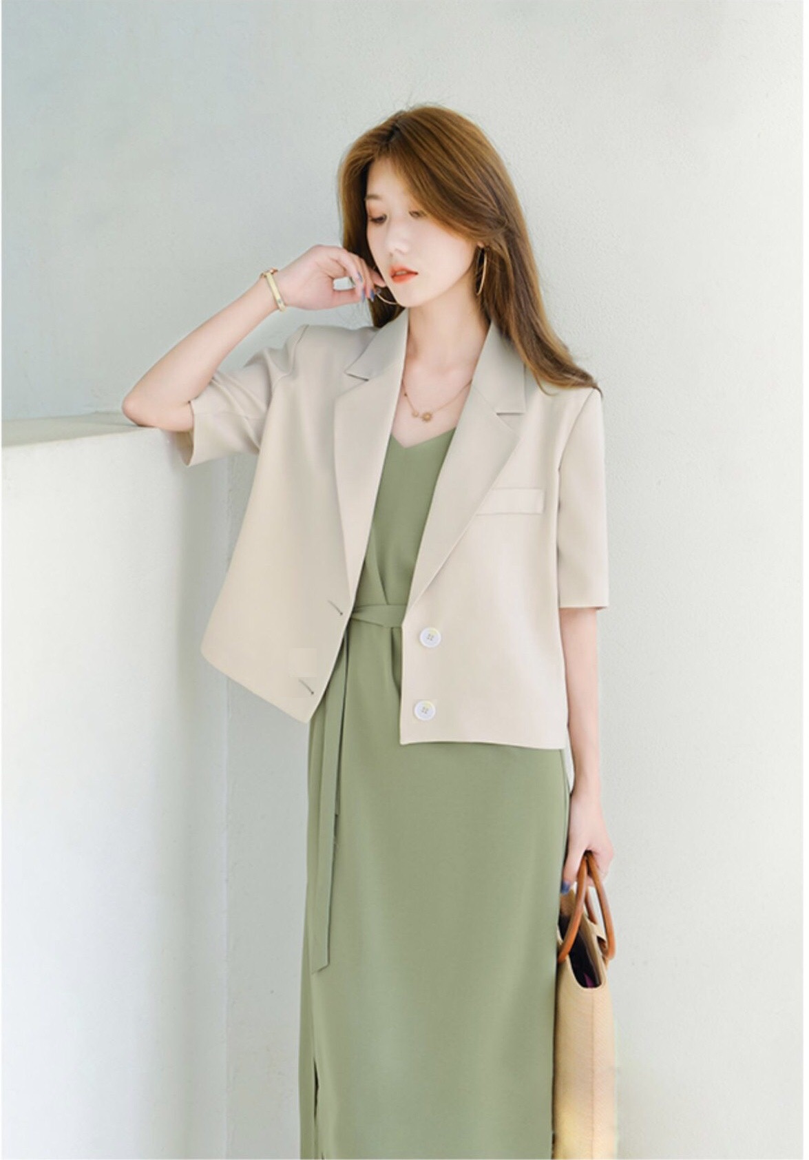 Áo Blazer Nữ Croptop Ngắn Tay Áo khoác Vest cộc nữ Chất Tuyết Mưa Cao Cấp Hàng Thiết Kế Tay Lỡ Dáng Ngắn Hàn Quốc