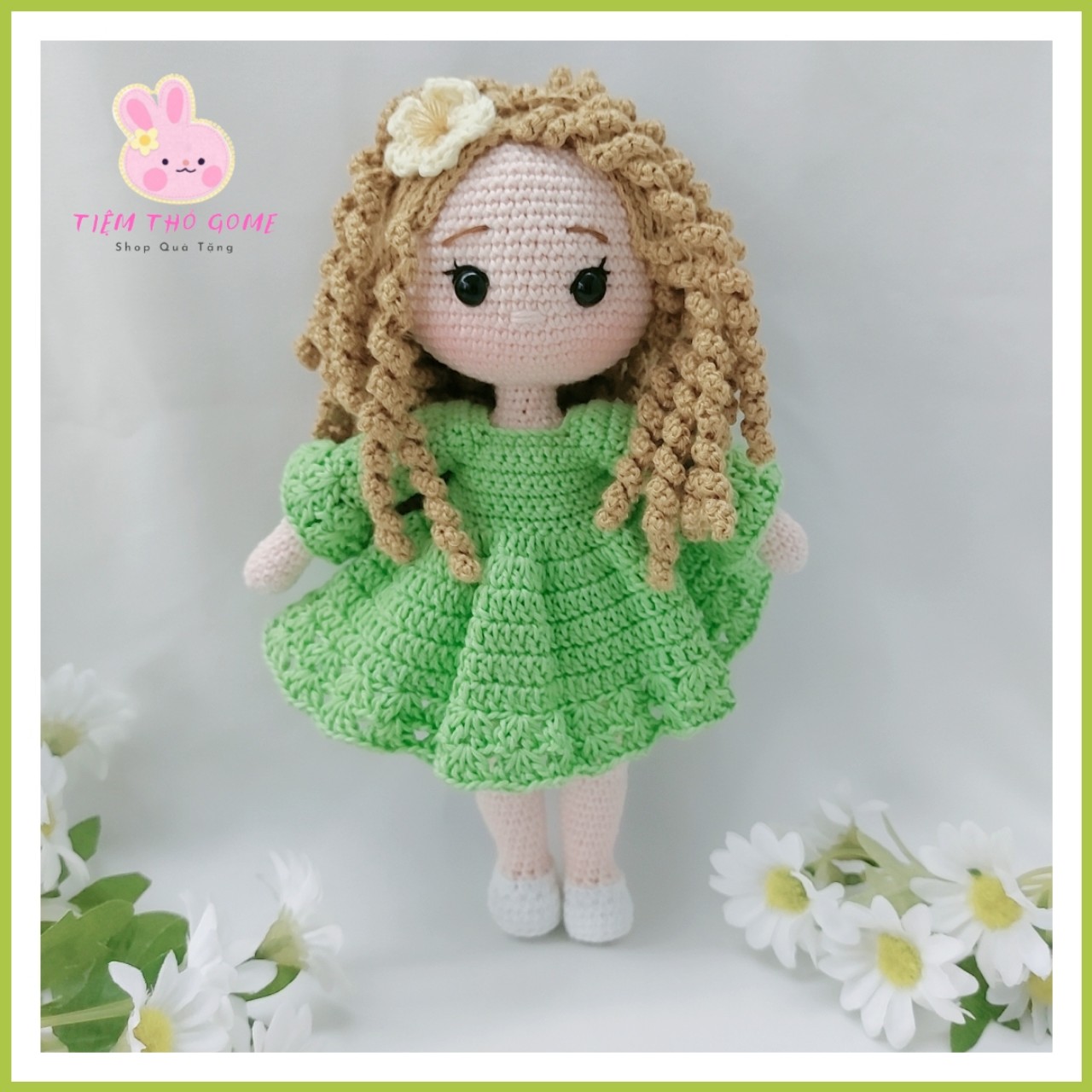 Búp bê nhồi bông, búp bê len móc handmade, búp bê Rosaline 21,  quà cho bé