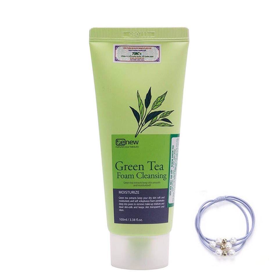 Sữa Rửa Mặt Hàn Quốc Tinh Chất Trà Xanh Benew Green Tea Foam Cleansing (100ml) – Hàng Chính Hãng [ Tặng dây cột tóc ]