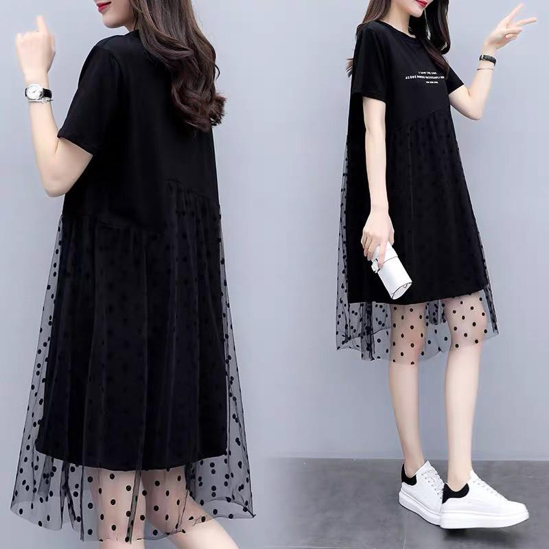 váy bầu quảng châu chất thun cotton 100% pha ren lưới cá tính w168