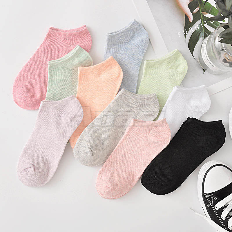 Combo 4 đôi vớ nữ/ Tất nữ cotton cổ ngắn loại mềm mỏng đi mùa hè Anasi VN095 | BST màu kẹo ngọt