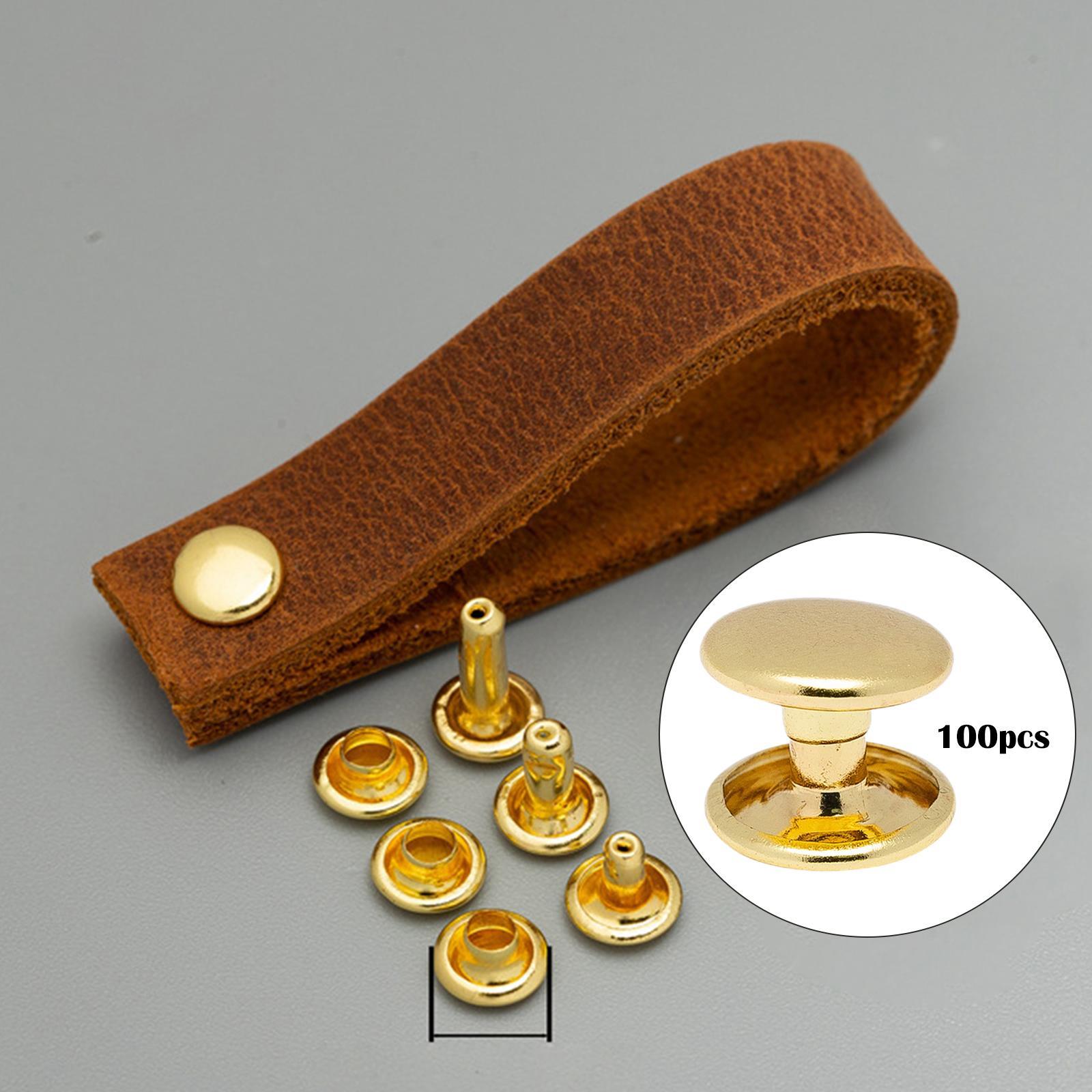 100Pcs Pure Brass Screw Rivets Double Caps Decorative Button Studs for Shoes Bag