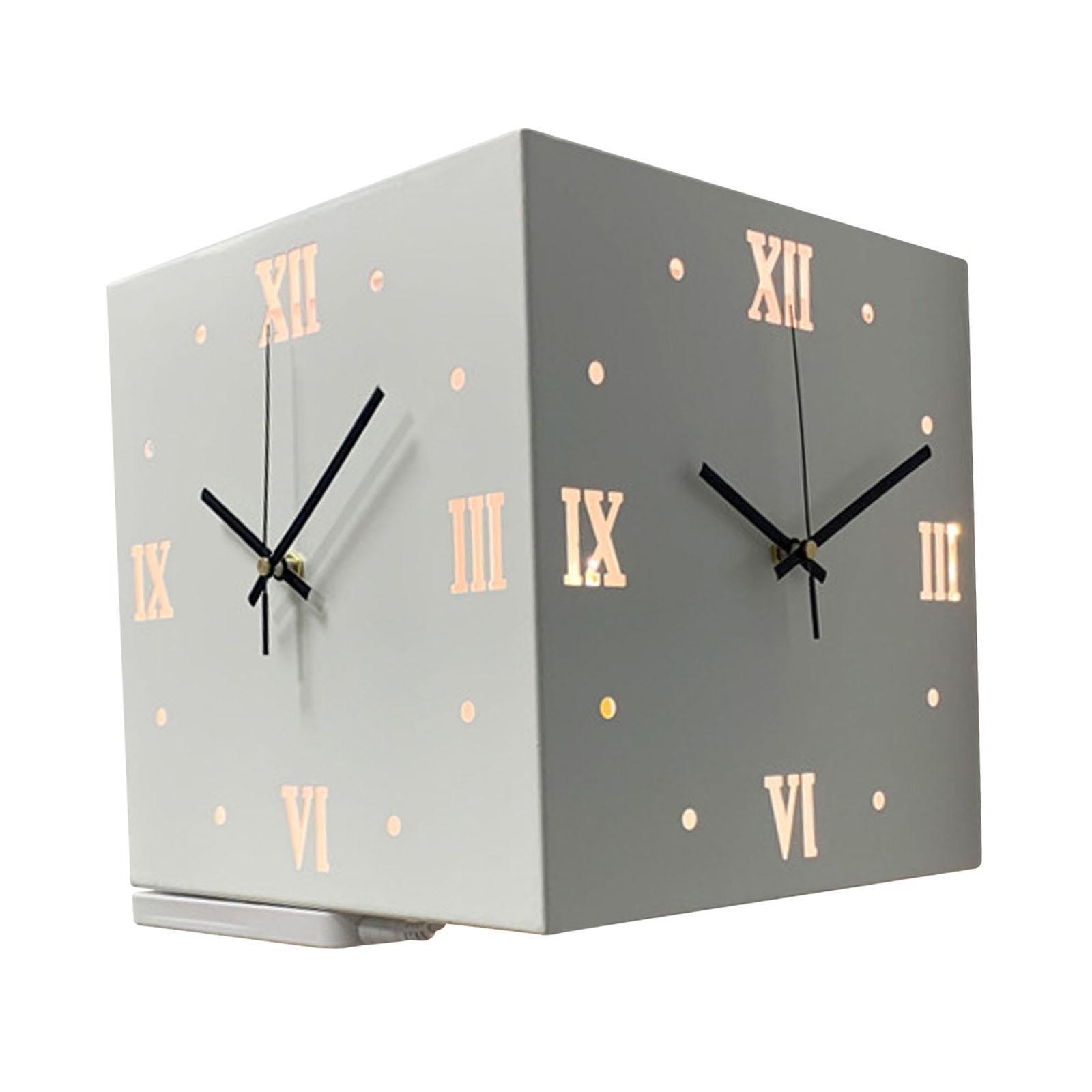 Double Sided Corne Wall Clock Modern Wall Clock with Roman Numerals Square Easy to Read Indoor Outdoor Clock for Classroom Office Decoration