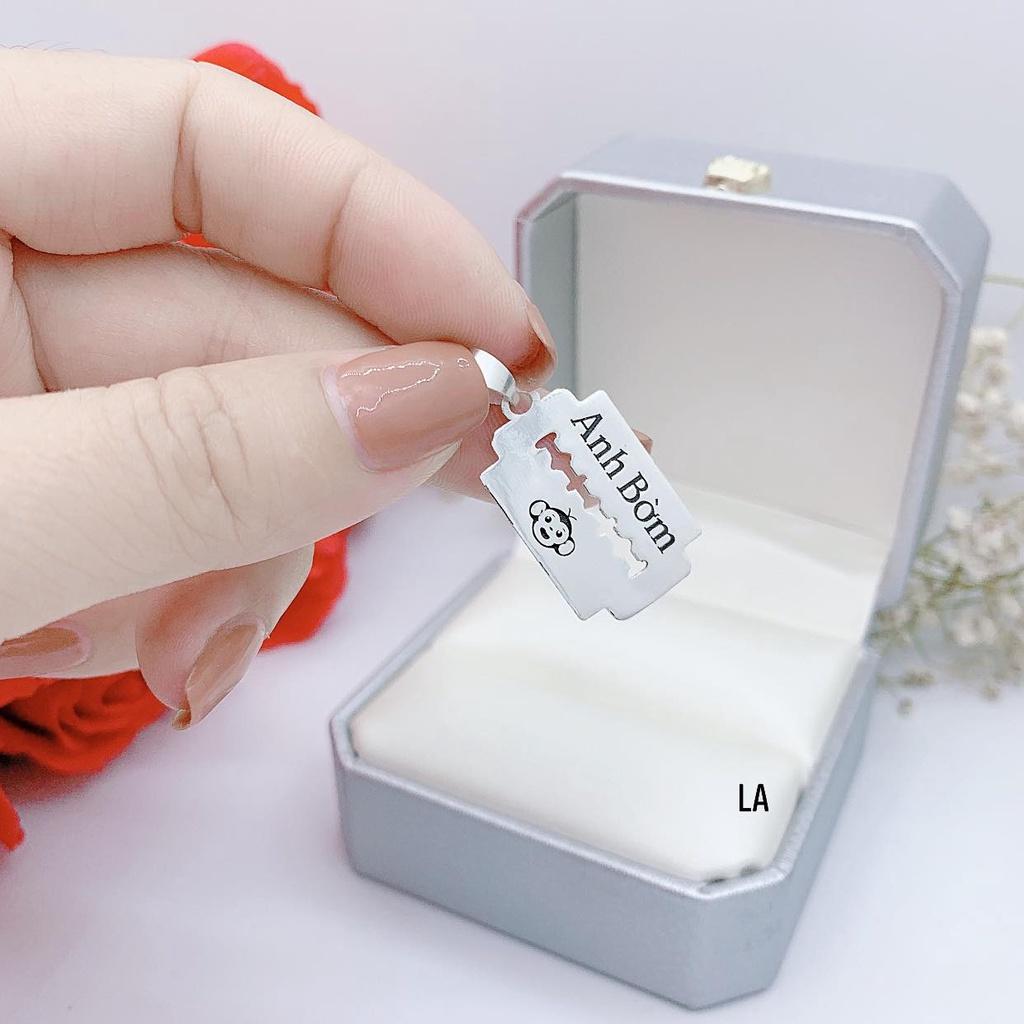 Dây chuyền vòng cổ bạc bé trai mặt khắc chữ miễn phí MS140120,phụ kiện,Vàng bạc an chi