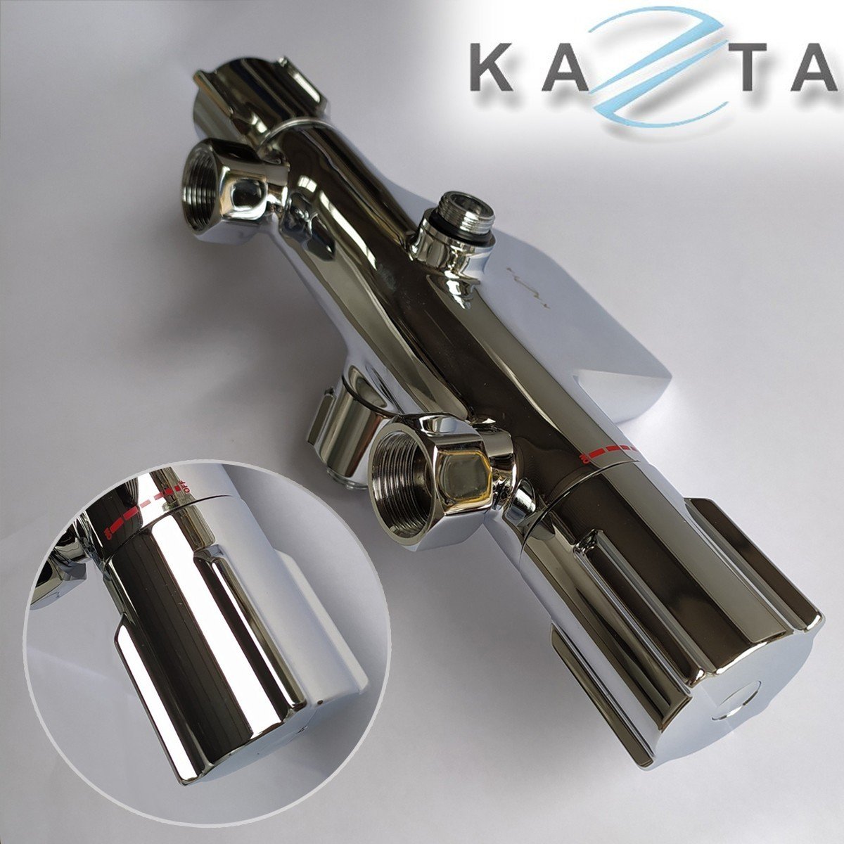 Bộ Sen Cây Tắm Chỉnh Nhiệt Kazta KZ-SC01CNB INOX Mạ Crome