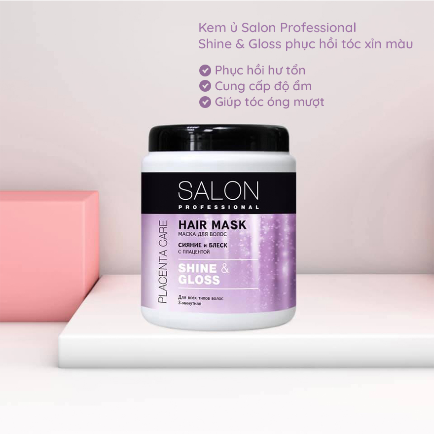 Bộ gội ủ Salon Professional SHINE &amp; GLOSS giúp xây dựng cấu trúc tóc chắc khỏe, suôn mượt 2000ml