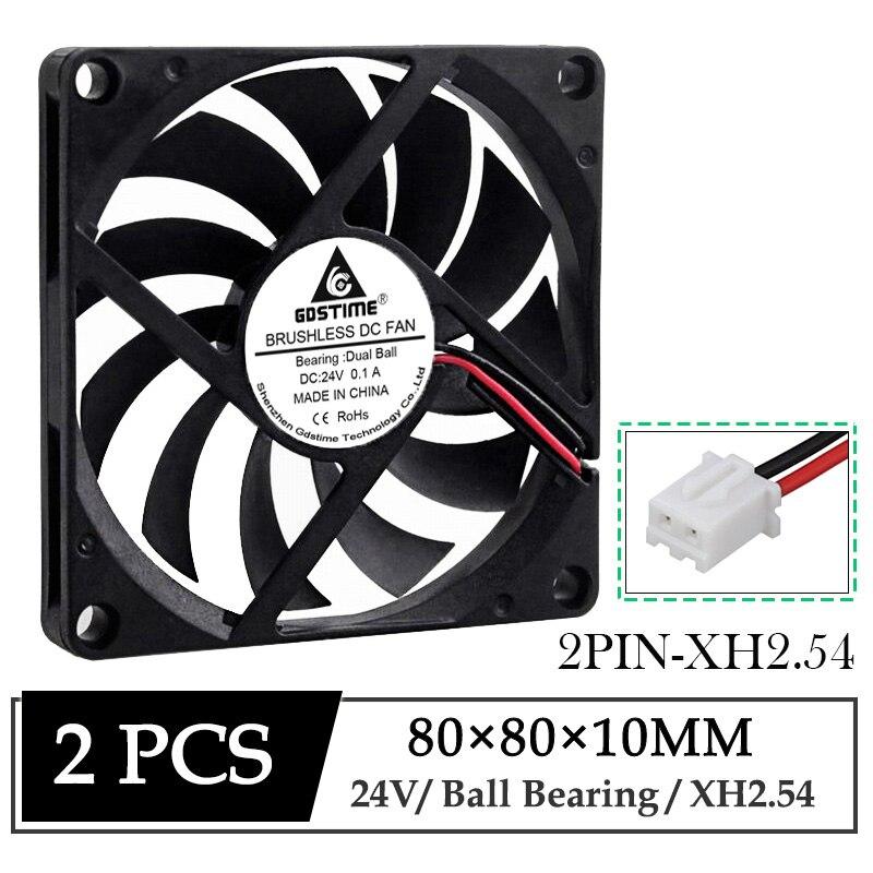 1Pcs Gdstime DC 24V 80mm 80x80x10mm Dual Ball Computer Case Axial Brushless Cooling Fan 8cm 80mmx10mm PC CPU Radiator Cooler Fan