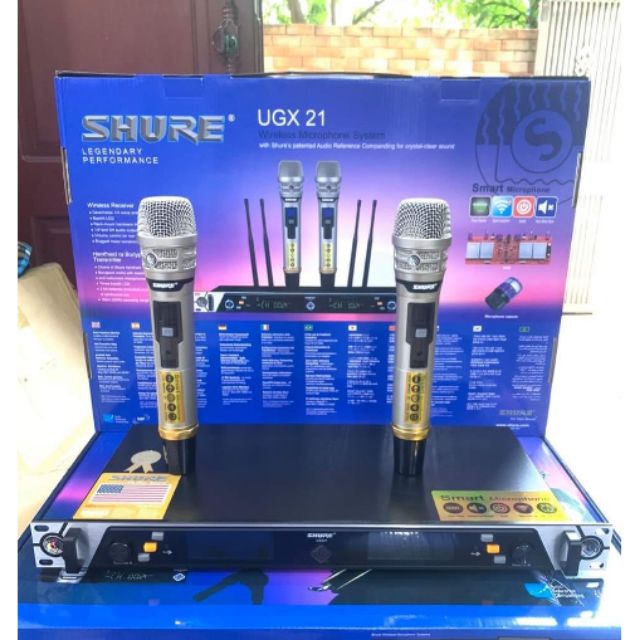 Micro karaoke không dây Shure UGX 21 loại 1 (Board đỏ) 4 anten hàng chính hãng