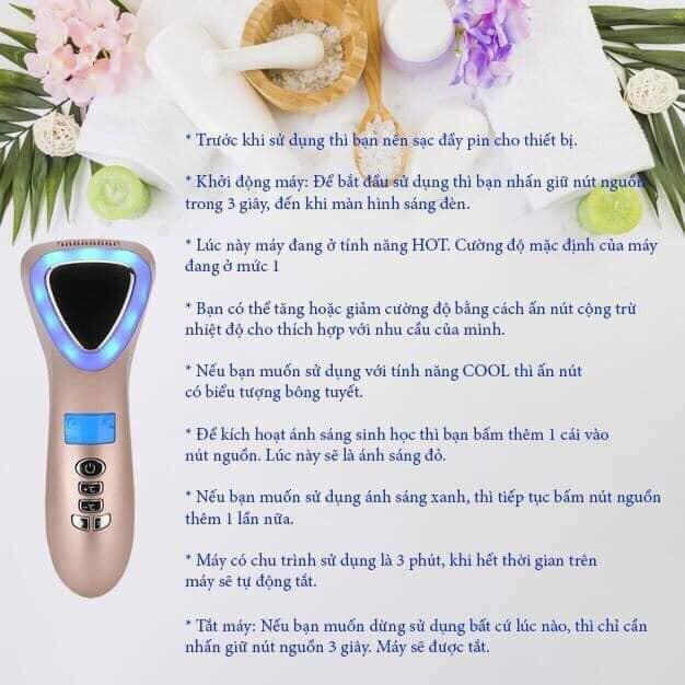 Máy Điện Di Nóng Lạnh Massage Ion Ánh Sáng Sinh Học Trẻ Hóa Da - D002