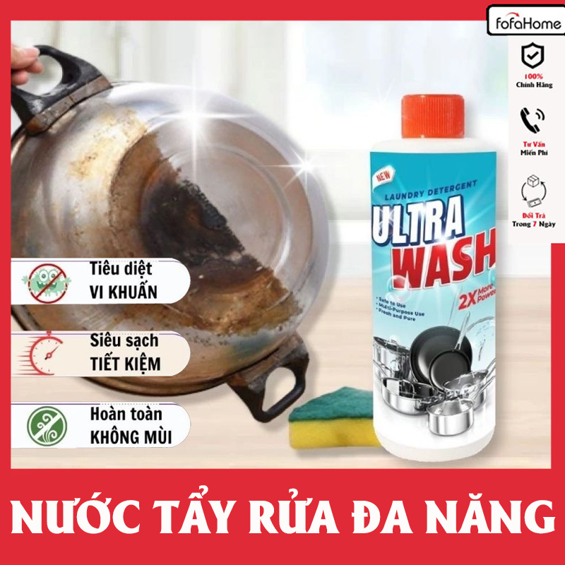 Nước Vệ Sinh Đa Năng Ultra Wash - Tẩy Sạch Vết Ố Vàng, Tẩy Dầu Mỡ, Cặn, Ố Vàng Bám Kết Lâu Ngày