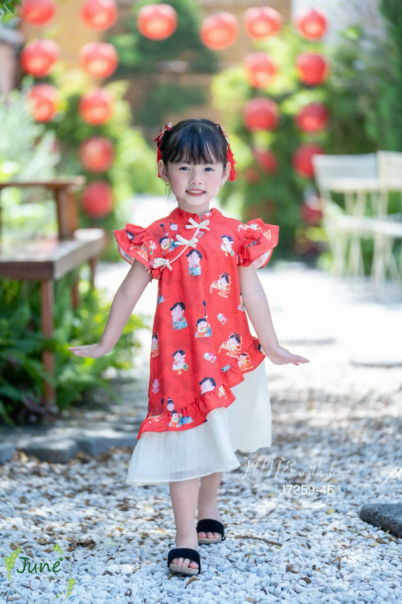 Đầm công chúa sườn xám cho bé gái diện lễ tết trung thu size 12-40kg hàng thiết kế