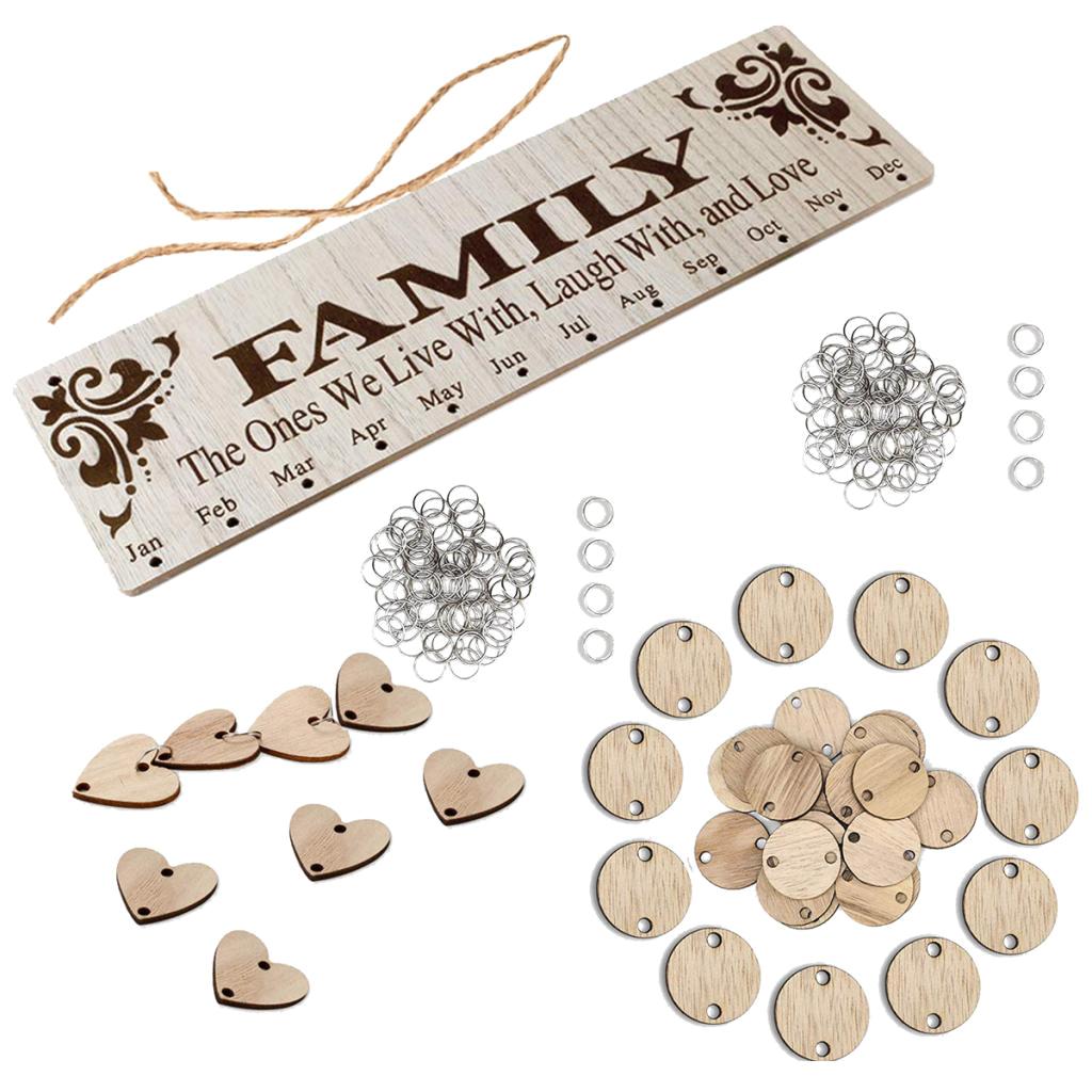 Family & Friends Wooden Calendar Board Birthday Reminder Hanging Sign