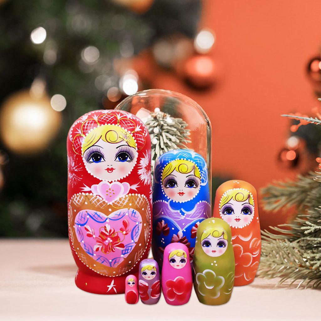 Girl  Wooden Russian Nesting Dolls Kit Nested Matryoshka Toy