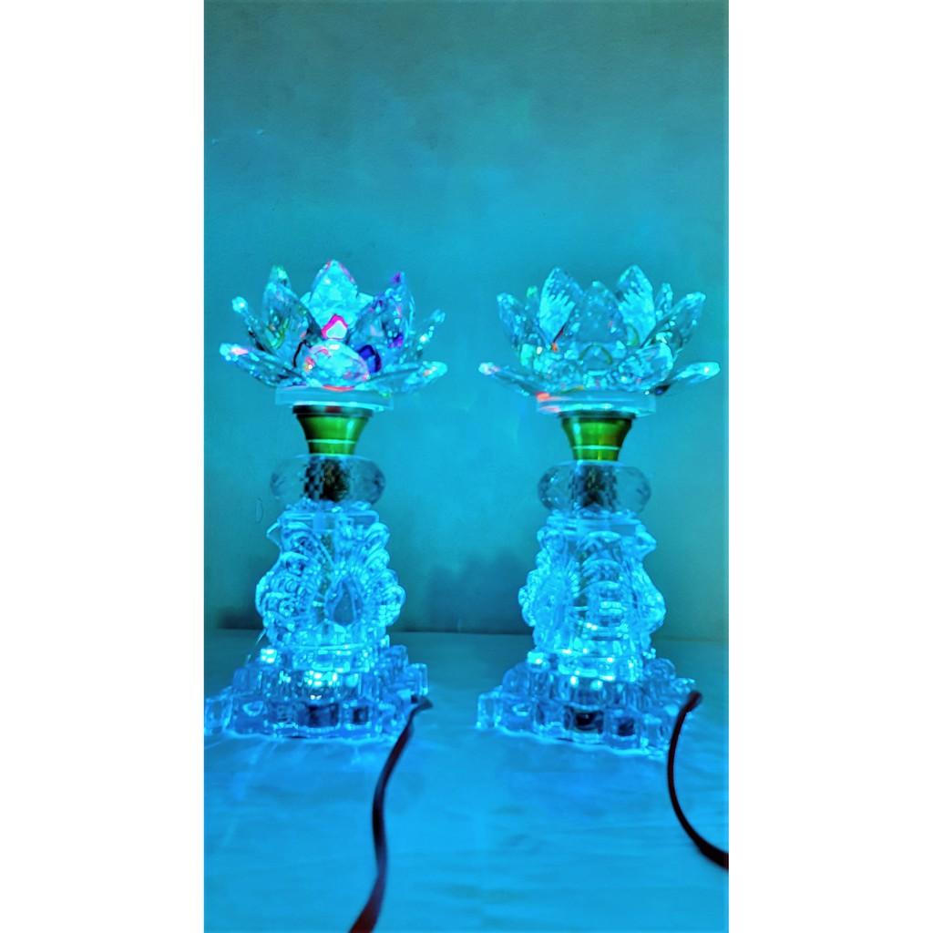 Đèn Pha Lê Hoa Sen Nhiều Màu cao 27cm
