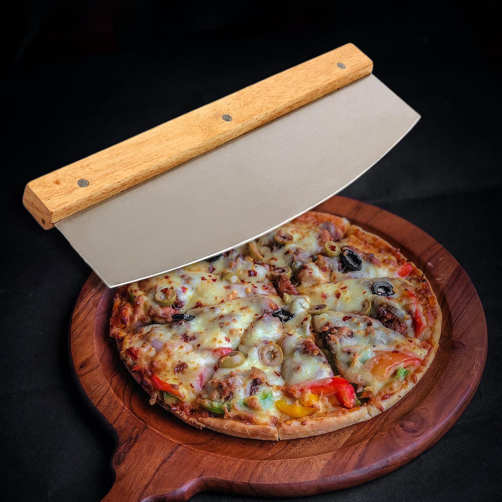 Pizza Cutter with Wooden Handles Cheese Pastry Slicer Pizza  Cutter
