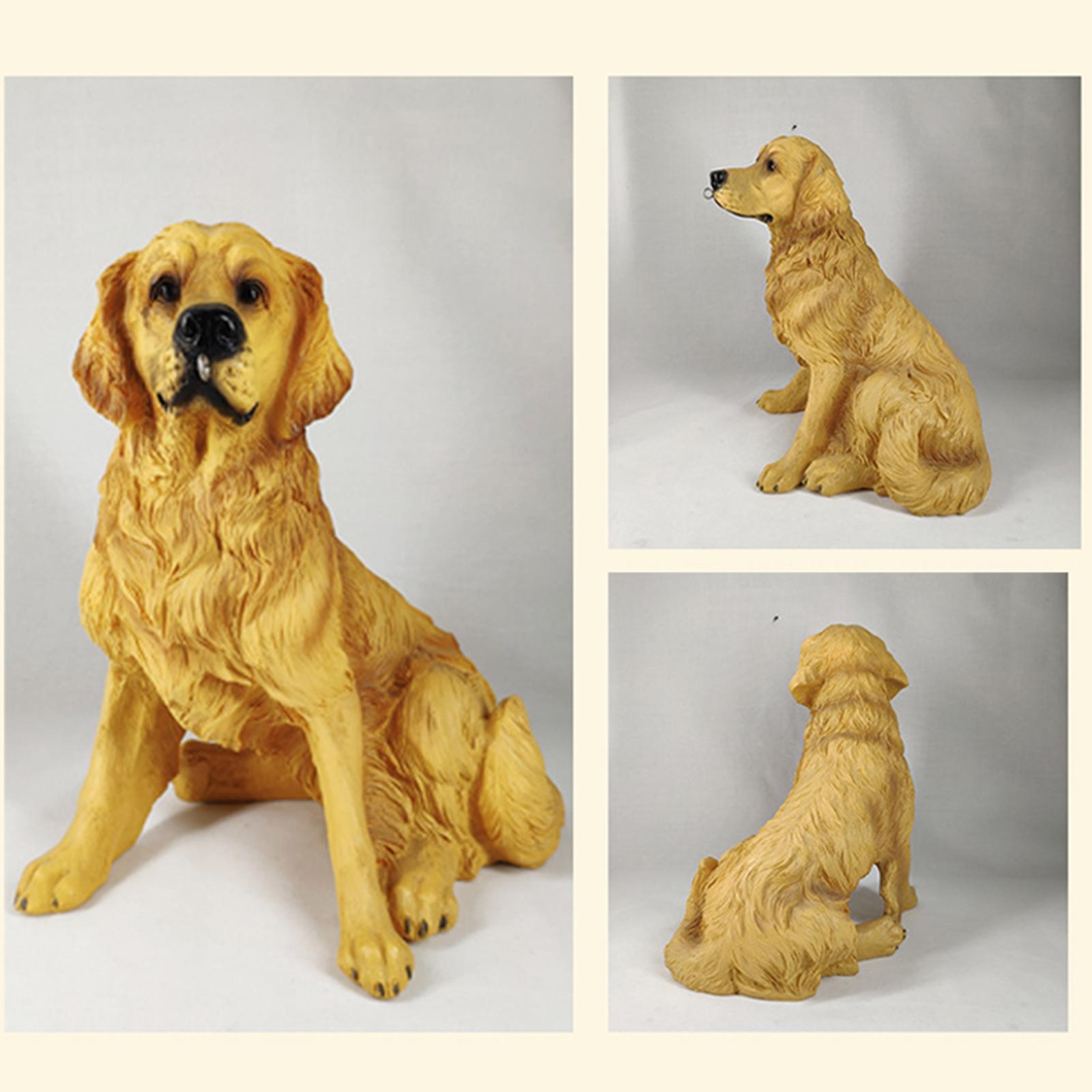 Outdoor Garden Dogs Ornament with Solar Powered Light, Resin Golden Retriever/Labrador/Rottweiler Statue with Detachable LED Solar Lights Lantern
