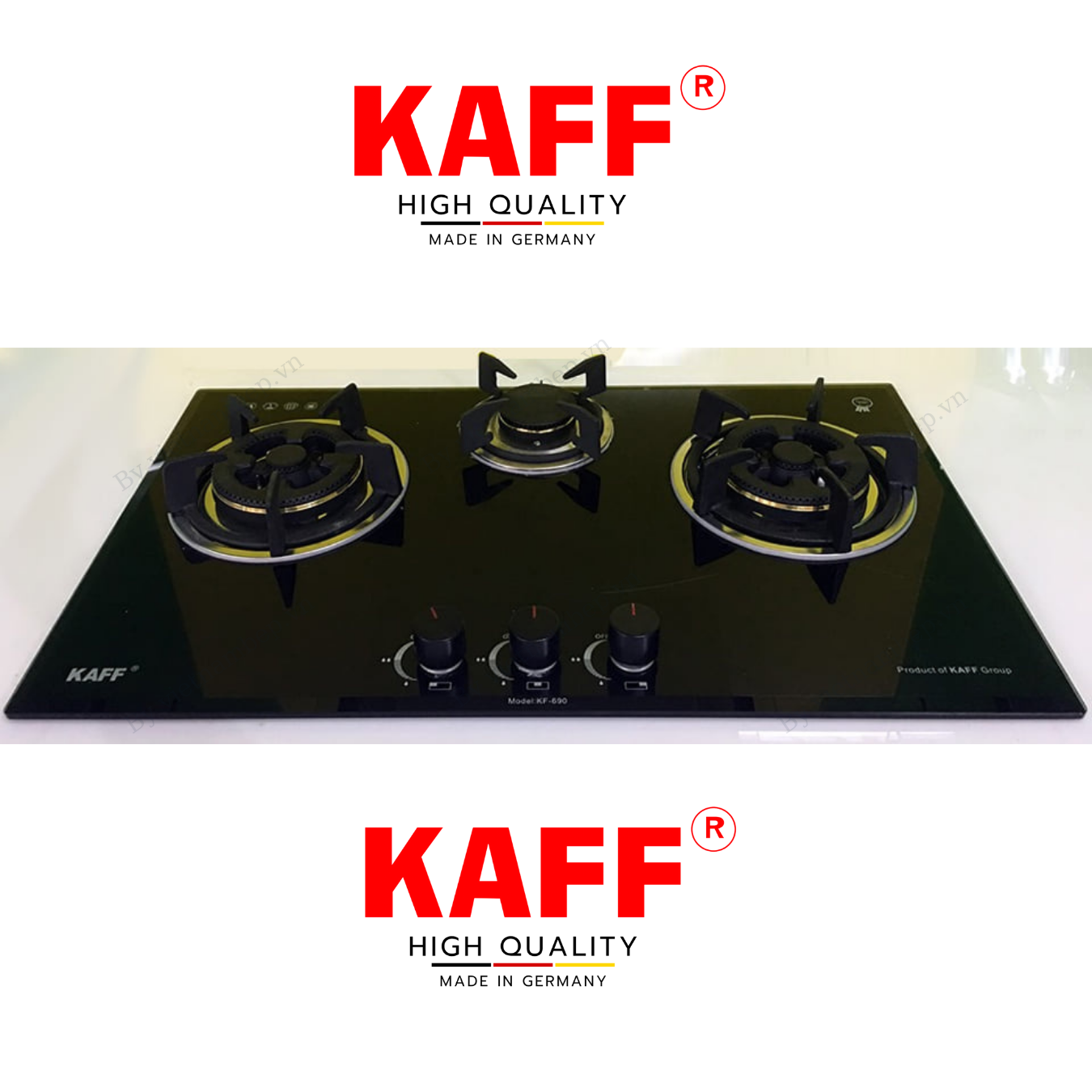 Bộ Bếp ga âm 3 lò KAFF KF- 690 bao gồm: Bếp ga + chảo chống dính cao cấp + bộ van ga - Hàng chính hãng