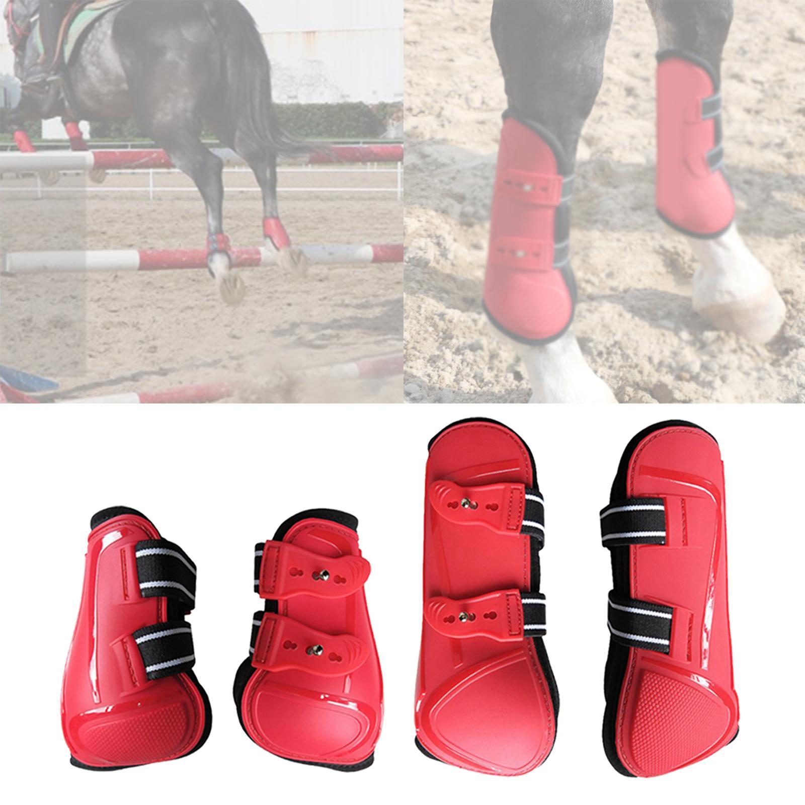Horse Tendon Boots Set of  Jumping Guards Protection Wrap Red XL