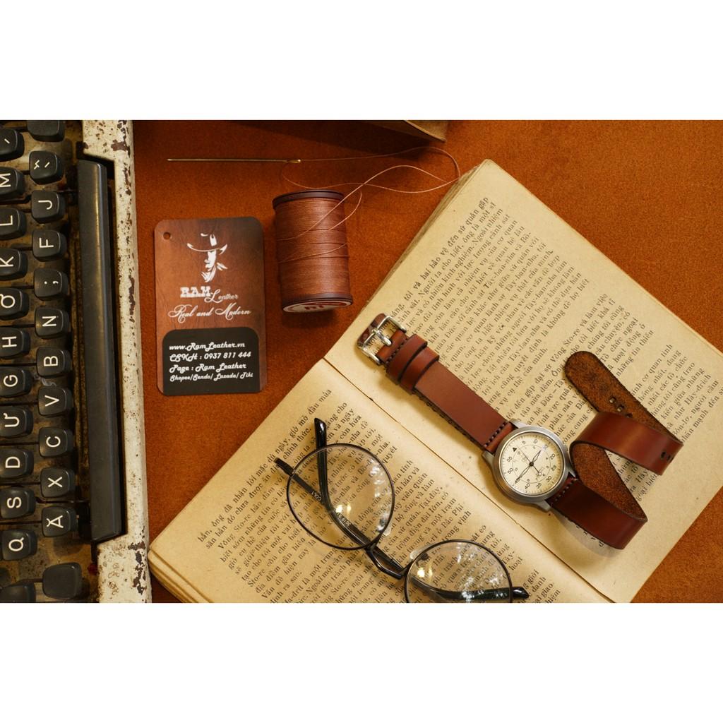 DÂY ĐỒNG HỒ ĐÔI DOUBLE STRAP DA BÒ THẬT CAO CẤP - CHÍNH HÃNG RAM LEATHER .