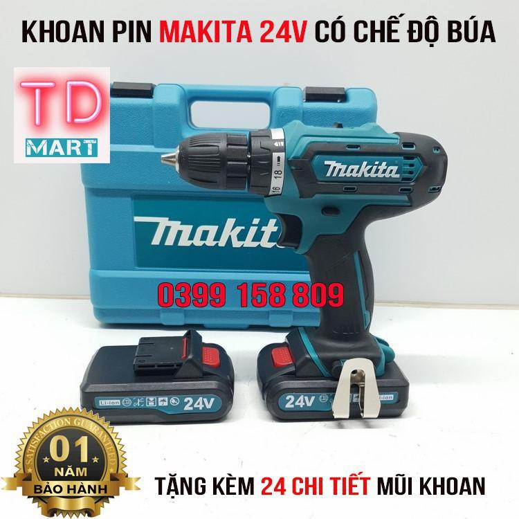 Máy khoan pin MAKITA 24V Có Búa Tặng Kèm Phụ Kiện