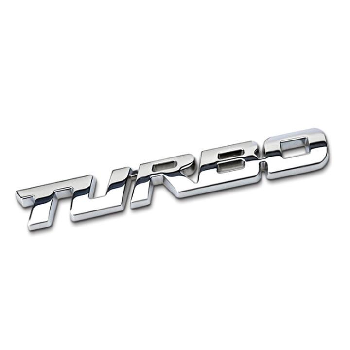 Decal tem chữ Turbo inox dán trang trí thân xe hoặc đuôi ô tô