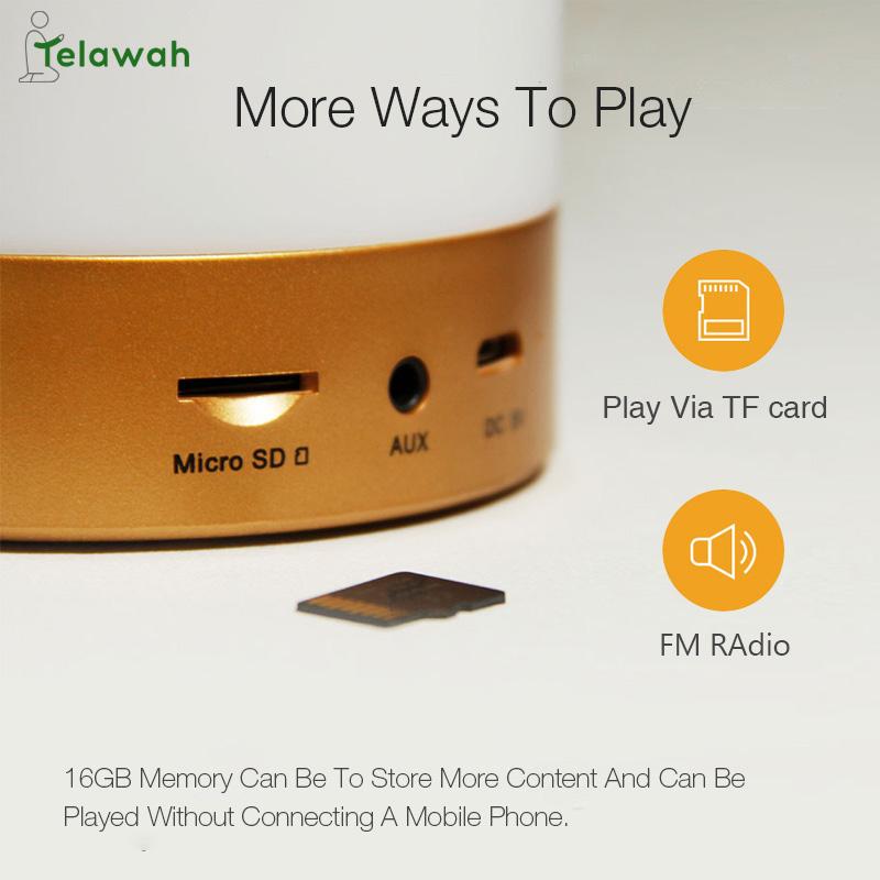 Người loa Kinh Qur'an di động không dây Hồi giáo LED NIGHT LIGHT KORAN Đèn với Azan Đồng hồ MP3 Người chơi Muslim Quà tặng Veilleuse Coranique Color: SQ-515 Gold