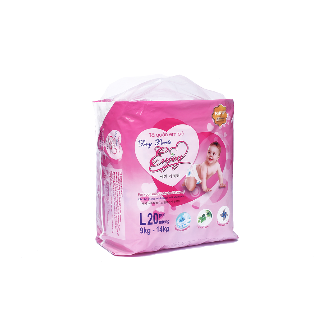 Bỉm tã quần em bé ENJOY Gói Trung Cao Cấp nhiều size cho bé từ 4-25kg, mềm mại, thấm hút, chuẩn chất lượng Châu Âu