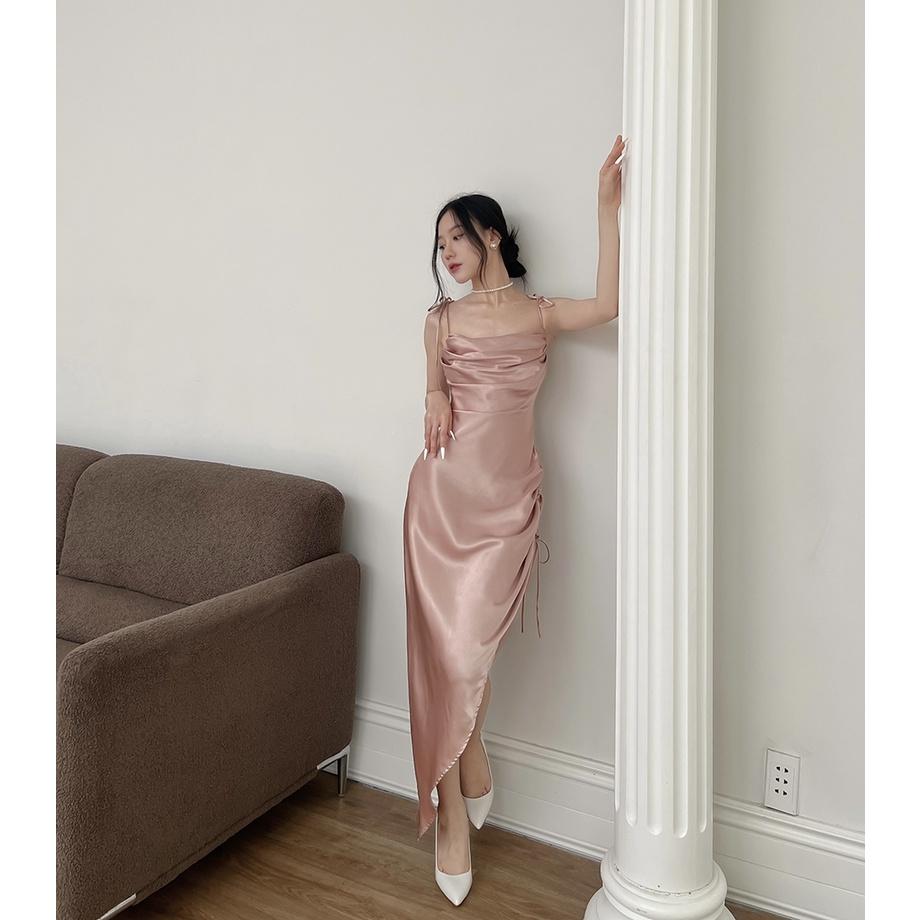 BBSTORE'S Đầm Hai Dây Phi Lụa Dự Tiệc Sang Trọng -D1165