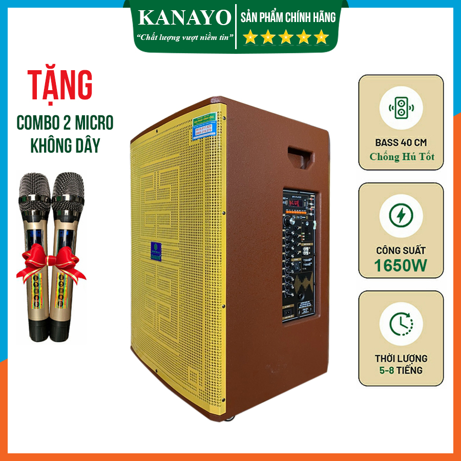 Loa kéo Karaoke Kanayo K-1650 thế hệ mới Bass 40 3 đường tiếng công suất lớn 1650W | Hàng chính hãng chất lượng cao | bền đẹp xu hướng thời trang